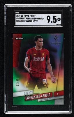 2019 Topps Finest UCL Green Refractor /99 Trent Alexander-Arnold SGC 9.5 Mint+ - Image 1 of 2