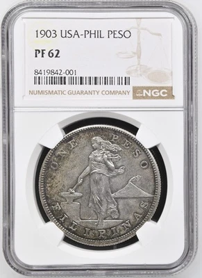 1903 U.S. Philippines One Peso NGC Proof 62 BEAUTIFUL COIN - Image 1 of 4