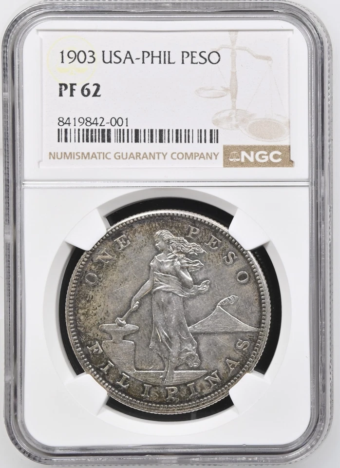 1903 U.S. Philippines One Peso NGC Proof 62 BEAUTIFUL COIN - Image 1 of 4