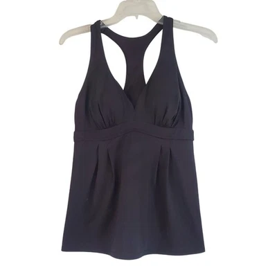Camiseta Tankini Lands End para Mujer 10 Negra Camisa de Natación Espalda Corredora Tazas Acolchadas Foto 1 de 4