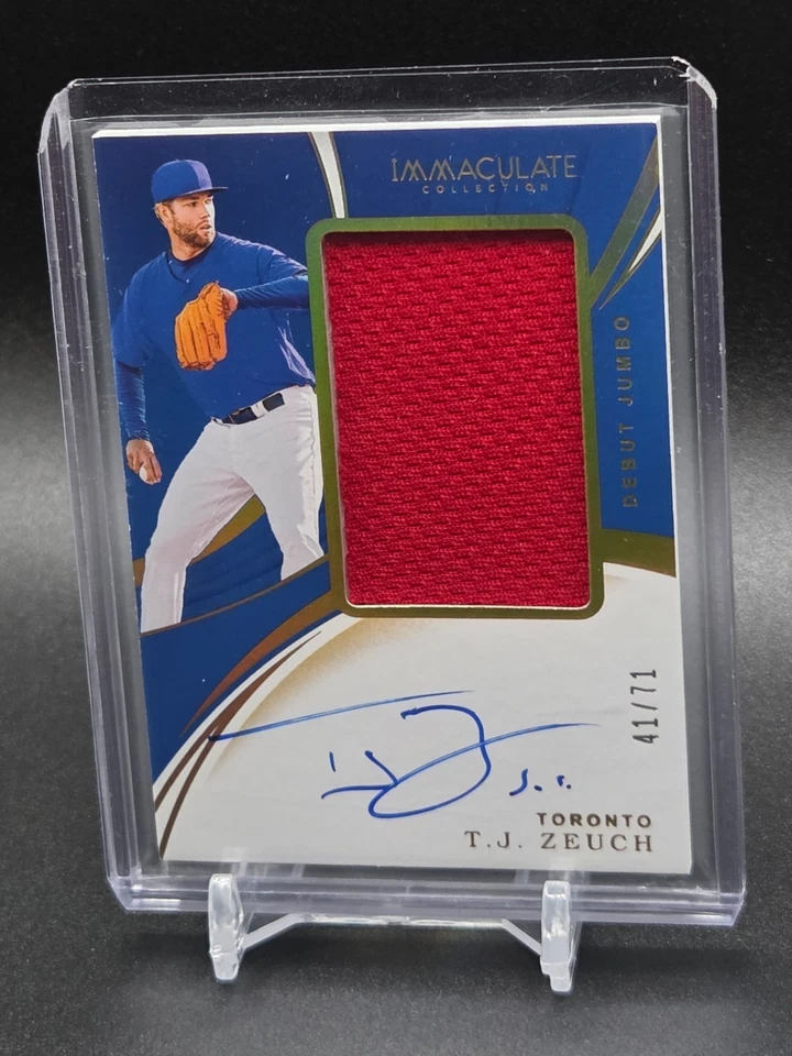 2020 Panini Immaculate Rookie Patch Autographs T.J. Zeuch #149 Gold /71 - Image 1 of 2