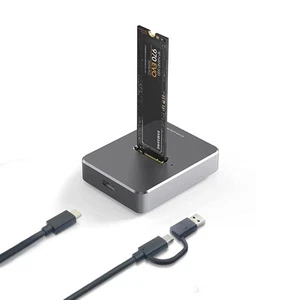 M.2 NVME SATA SSD Enclosure Adapter, USB 3.1 Gen 2 10Gbps, Aluminum External ... - Photo 1/5