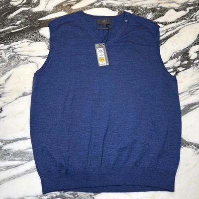 Mens M & S Collection Blue Vest Knit Italian Merino Wool   Size Large  - Image 1 of 4