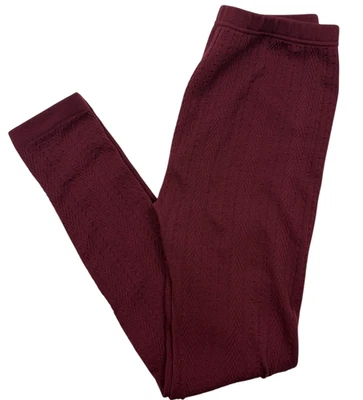 Cable Knit Sweater Leggings Burgundy Vanity Super Soft Hi Rise Stretch L/XL - Image 1 of 4