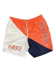Nautica Nylon Mesh Lined Colorblock Drawstring Swim Trunks Men’s Sz L - Picture 1 of 9