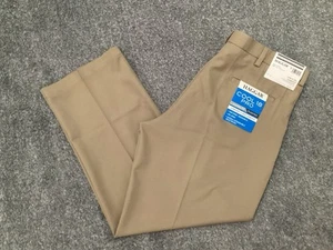 HAGGAR Cool 18 Pants Classic Fit Pleated Expandable Waist Wicking Khaki 38x29 - Picture 1 of 9