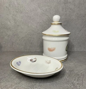 The Present Company Soap Dish And Lidded Jar Floris Design Fine Bone China - Bild 1 von 23