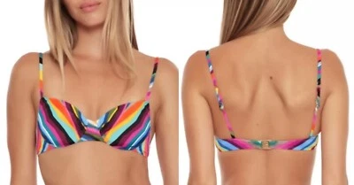 Top de bikini Trina Turk Louvre arco iris a rayas con aros talla 8 Foto 1 de 4
