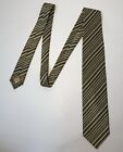 Brioni 100% Silk Necktie Gold Stripe Made In Italy Designer