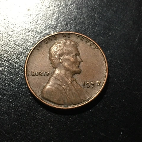 1957 ONE CENT COIN, LINCOLN WHEAT Cover