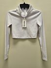 Gold Hinge White Athletic Half-Zip Crop Top Sz S NWT Small Spot