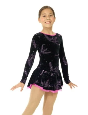 NUEVO MONDOR Vestido de Patinaje Figura Terciopelo Brillo Rosa Delphinium 12934 Adulto Pequeño Foto 1 de 2