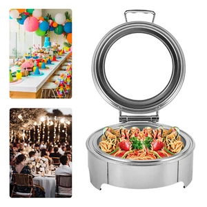 Juego de buffet de platos de frotamiento eléctricos 6,34 cuartos de galón calentadores con tapa de vidrio 9 niveles de calefacción - Imagen 1 de 17