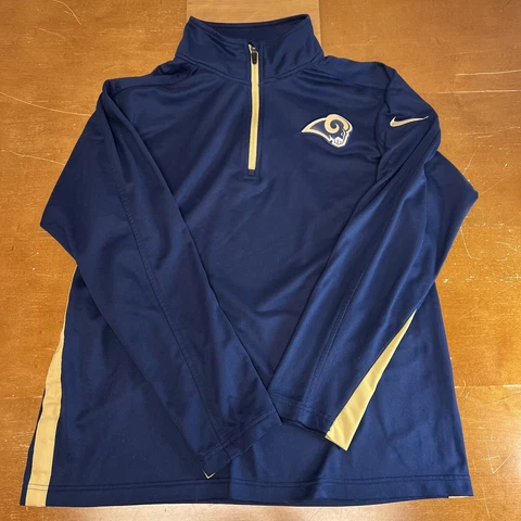 St Louis Rams Sweater Mens Medium Blue Pullover 1/4 Zip Nike NFL Sweater Cover