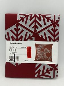 Ikea Snokrokus Cushion Cover 20" x 20" Red Silver Snowflake Geometric New