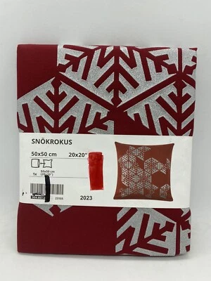 Ikea Snokrokus Cushion Cover 20" x 20" Red Silver Snowflake Geometric New - Image 1 of 2