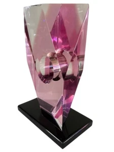 Shlomi Haziza Acrylic Lucite Rose Pink Prism Large Geometric Sculpture Signed - Picture 1 of 16