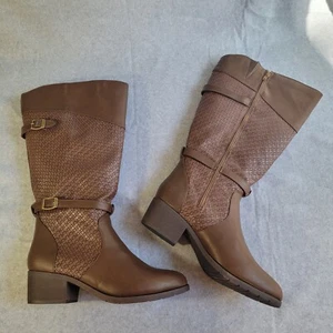 Angel Steps Harlow Boot Size 11 W Brown Tall Western Cowgirl Side Zipper - Picture 1 of 10