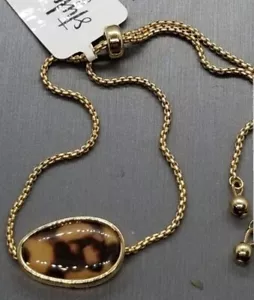NEW STYLE & CO TORTOISE RESINS SLIDER GOLD TONE BRACELET NWT 11" - Picture 1 of 8