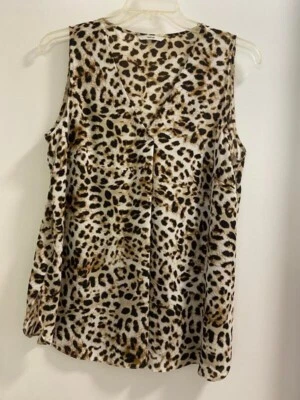 Top sin mangas con cuello en V estampado animal de leopardo para mujer POR George talla 16 Foto 1 de 4