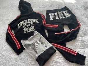 Victoria’s Secret Bling Dog Sequin Jogger Hoodie Outfit Small Medium - Picture 1 of 21