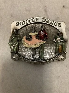 Square Dance Belt Buckle 1987 Commemorative Vintage Dancing Musicians Country  - Picture 1 of 11