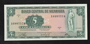 Nicaragua, 5 Cordobas, 1972, P-122, Uncirculated Banknote