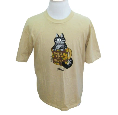 Camiseta vintage de los 80 KILBAN CAT grande teñida de café loca puntada única EE. UU. Foto 1 de 4