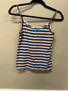 Abercrombie Kids Ribbed Rainbow Striped Tank Top Size 13/14 - Picture 1 of 5
