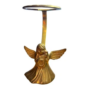 Vintage Brass Angel Harp Halo Candle Holder - Glass not included - Picture 1 of 8
