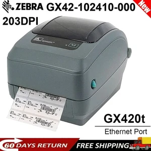 Zebra GX420t 203DPI Thermal Label Printer USB Ethernet Serial GX42-102410-000 - Picture 1 of 11