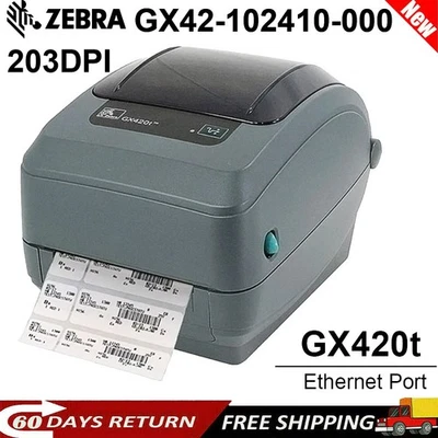 Zebra GX420t 203DPI Thermal Label Printer USB Ethernet Serial GX42-102410-000 - Image 1 of 4