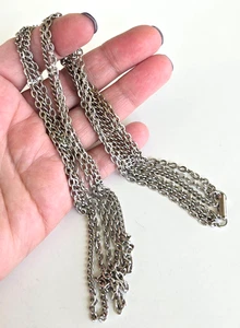 Collana catena vintage celebrità multifilo tono argento 24,75" pieghevole - Foto 1 di 6