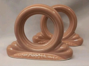 Par (2) servilleteros Fiestaware de Homer Laughlin color retirado albaricoque usados en excelente estado - Imagen 1 de 10