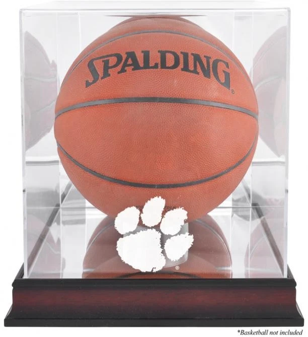 Clemson Tigers Mahogany Antique Finish Basketball Display Case - Image 1 of 1