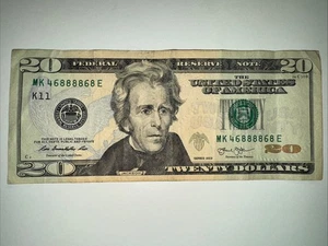 Rare $20 Dollar Bill Banknote Series 2013 Fancy Serial Number Trinary 46888868 - Picture 1 of 3
