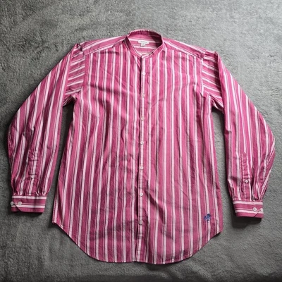 J Peterman Button Up Shirt Mens Small Red/Pink Striped Long Sleeve  - Image 1 of 4