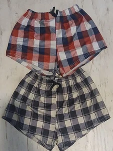 Girls Sleepwear Shorts Lot Of 2 Size Small Plaid No Bramd Buffalo Check Print - Picture 1 of 10