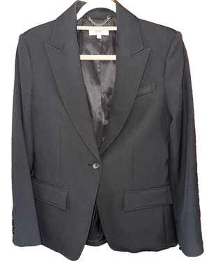 A.L.C. Blazer one button Jacket women Size 6  Solid Black with Small Peak Lapel - Image 1 of 4