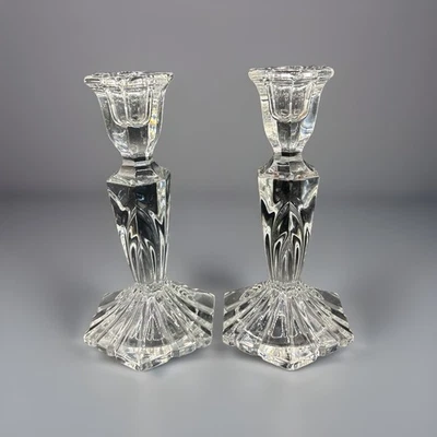 Vintage Set Of 2 Candle Holder Candlesticks Glass - Image 1 of 4