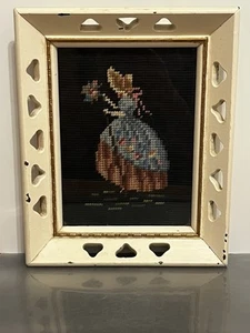 VTG Embroidery Embroidered Southern Belle Framed - Picture 1 of 5