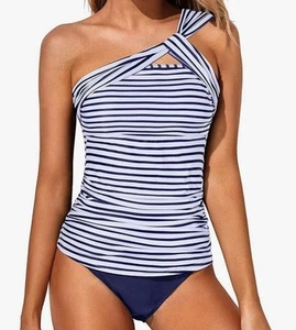Tempt Me Two Piece Tankini Bathing Suits for Women One Shoulder Swim Top Size XL - Picture 1 of 3