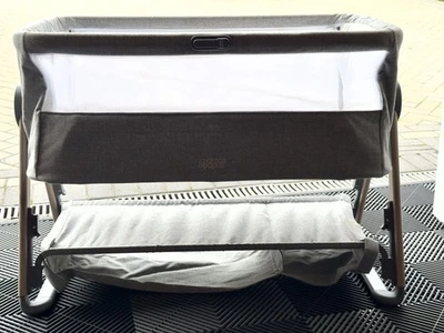 Mamas and Papas Lua Grey Bedside Crib with Mattress and Storage - Image 1 of 4
