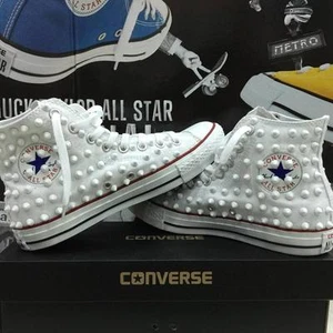 Converse All Star Bianche Alte personalizzate con Borchie in ceramica Bianco - Imagen 1 de 4