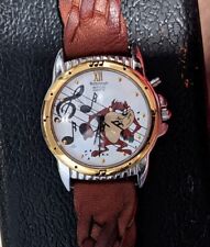 1994 VINTAGE Warner Bros Armitron Collectable Musical Watch Taz Genuine Leather