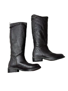 N.Y.L.A Bravery Womens US 6 Brown Leather Knee-High Heeled Zipper Boots - Picture 1 of 14