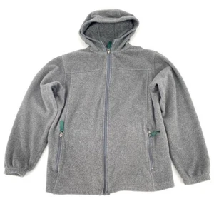 Lands’ End Youth Boys Kids full zip fleece hooded gray jacket Large Sweatshirt - Picture 1 of 9