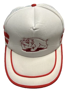 De Colección Años 90 Bulldog Tres Rayas Snapback Camionero Gorra Malla Espalda Nissin Gorra Raro - Imagen 1 de 19