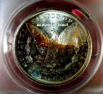 MORGAN SILVER DOLLAR 1880/79 S ANACS MS 63 PL VM9 TOP 100 GLASSY MONSTER RAINBOW - Image 1 of 4