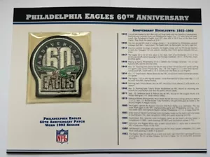 PHILADELPHIA EAGLES 60TH ANNIVERSARY Willabee Ward NFL PATCH INFO STAT CARD 1992 - Picture 1 of 1